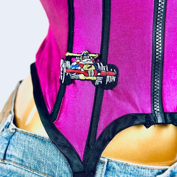 Vintage 90s pink metallic bustier corset top - Picture 6 of 8